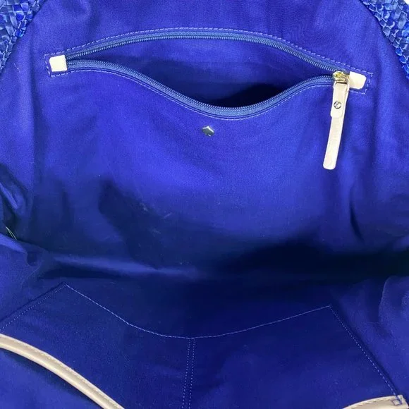 Kate Spade Womens Blue Full Plume Embroidered Straw Peacock Clutch Handbag - Picture 6 of 8